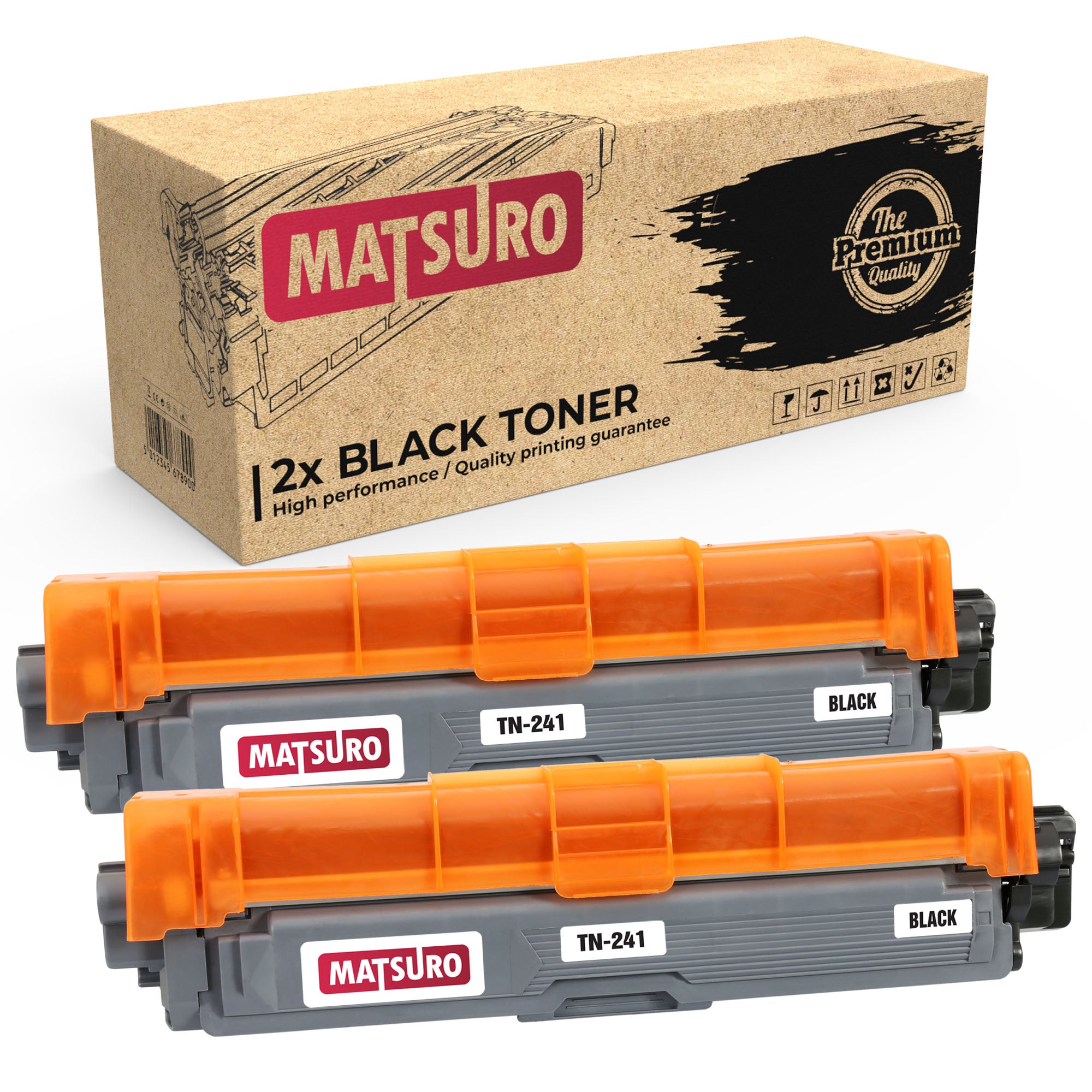 Compatible Toner cartridge Replacement for BROTHER TN-241 TN-242 TN-245  TN-246 | Matsuro Original - 2 BLACK