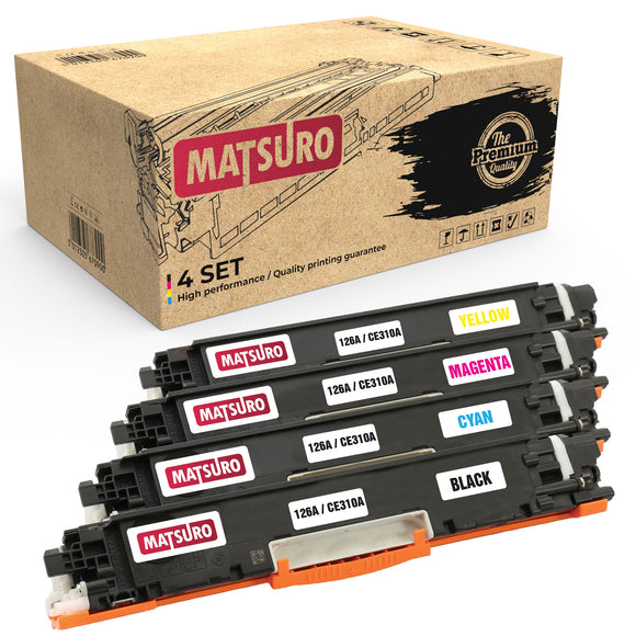 Compatible Toner cartridge Replacement for HP 126A CE310A CE311A CE312A CE313A (1 SET) | Matsuro Original