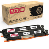 Compatible Toner cartridge Replacement for HP 126A CE310A CE311A CE312A CE313A (2 BLACK) | Matsuro Original