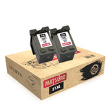 Compatible Remanufactured Ink Cartridges Replacement for HP 21XL (2 BLACK) | Matsuro Original