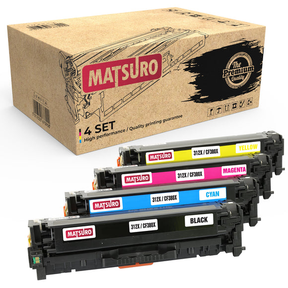Compatible Toner cartridge Replacement for HP 312X CF380X CF381A CF382A CF383A (1 SET) | Matsuro Original