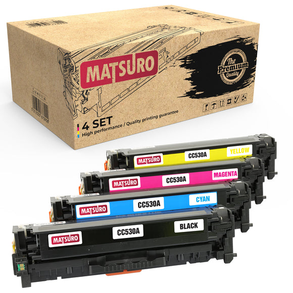 Compatible Toner cartridge Replacement for HP 304A CC530A CC531A CC532A CC533A (1 SET) | Matsuro Original