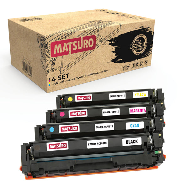 Compatible Toner cartridge Replacement for HP CF400X CF401X CF403X CF402X 201X (1 SET) | Matsuro Original