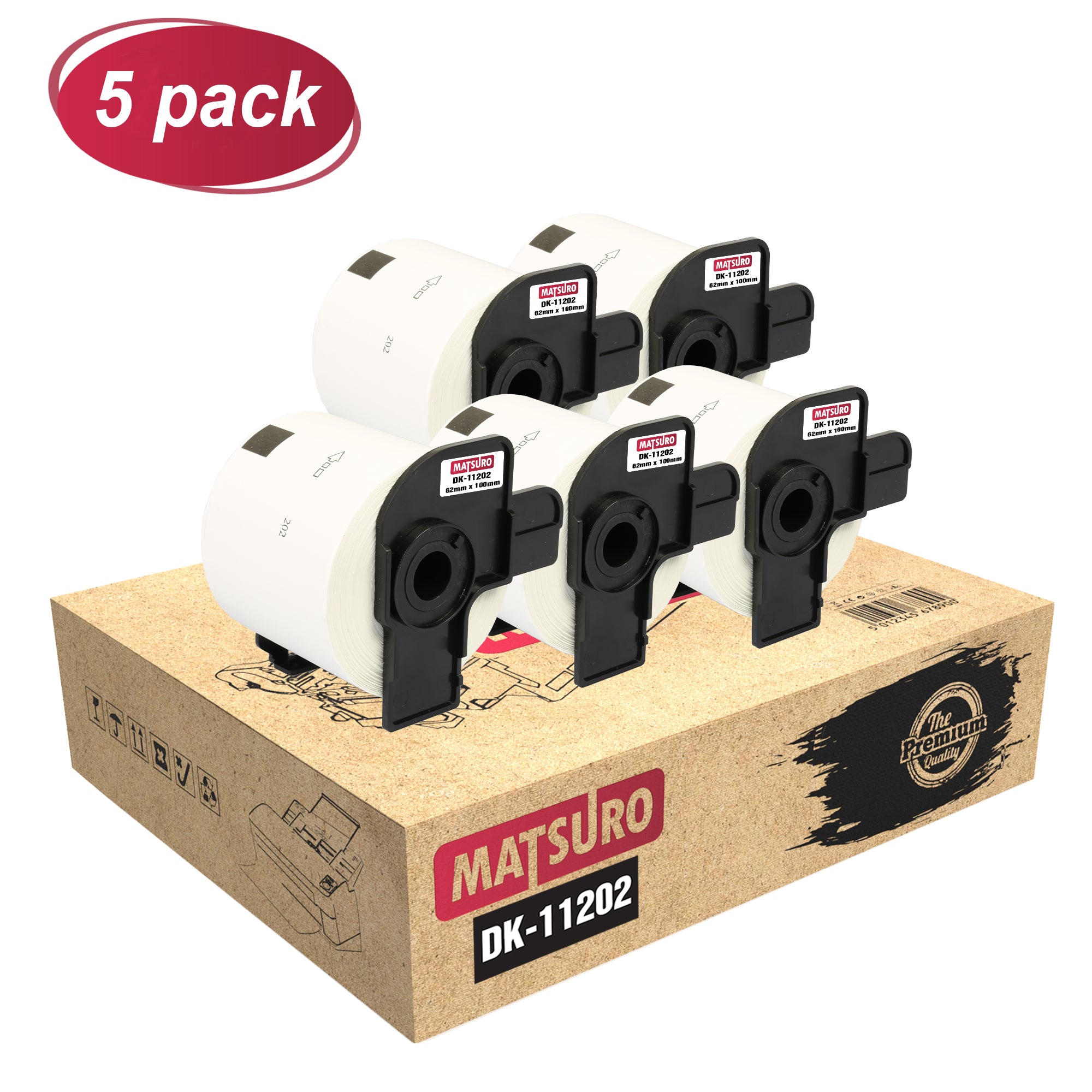 5X DK11202 Shipping Labels Compatible With Brother P-Touch QL-500 QL-570 QL-700 QL-720NW QL-800 QL-810W QL-820NWB QL-1100 QL-1110NWB 62 Mm X 100 Mm Pack Of 300 | Thermal Paper With Plastic Holder - View #3