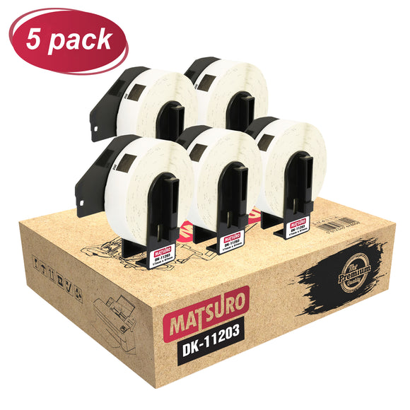 Matsuro Original | Compatible Label Rolls Replacement for BROTHER P-TOUCH DK-11203 DK11203 ( 17 mm x 87 mm | 300 Labels per Roll | 5 PACK )