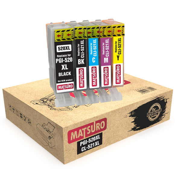 Compatible Ink Cartridges Replacement for CANON PGI-520 CLI-521 520 521 (1 SET) | Matsuro Original