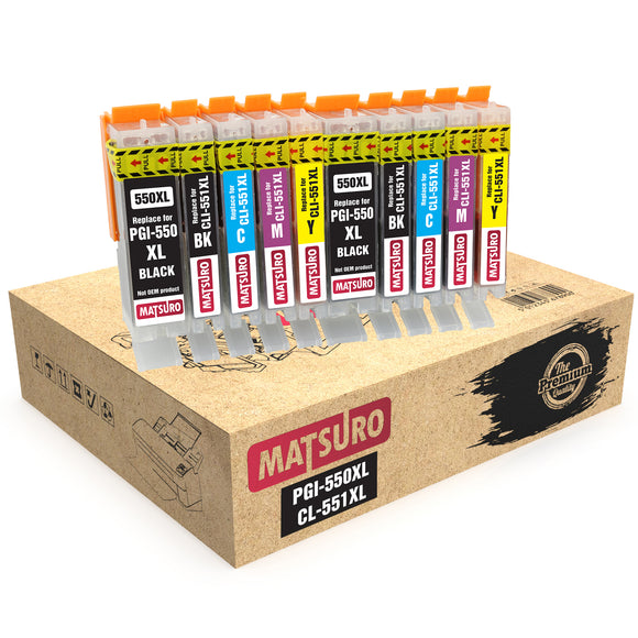 Compatible Ink Cartridges Replacement for CANON PGI-550XL CLI-551XL 550 551 (2 SETS) | Matsuro Original