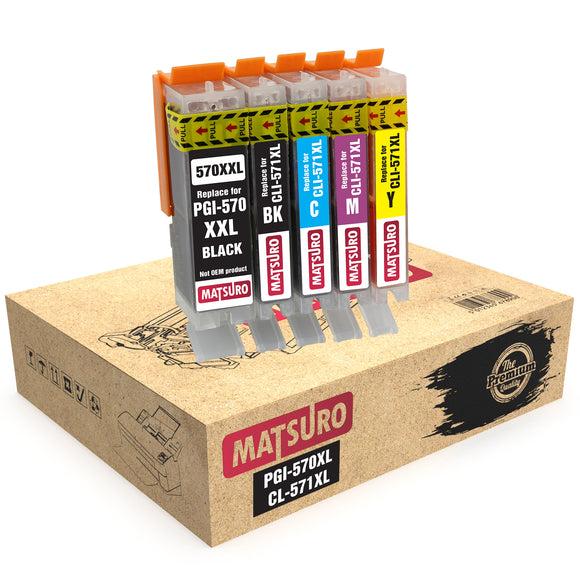 Compatible Ink Cartridges Replacement for CANON PGI-570XL CLI-571XL 570 571 (1 SET of 5) | Matsuro Original
