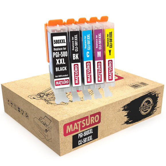 Compatible Ink Cartridges Replacement for CANON PGI-580 XXL CLI-581 XXL 580 581 (1 SET of 5) | Matsuro Original