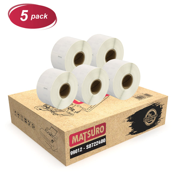 Compatible Rolls Replacement for DYMO 99012 S0722400 ( 36mm x 89mm | 5 PACK ) | Matsuro Original