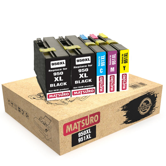 Compatible Ink Cartridges Replacement for HP 950XL 951XL 950 XL 951 XL (1 SET + 1 BK) | Matsuro Original